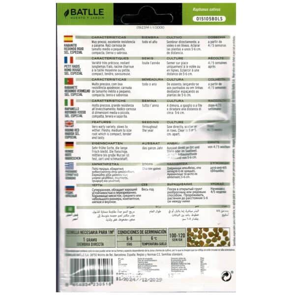 Rábano rojo semillas, resistente y compacta para cultivos durante todo el año. Excelente para huertos y jardinería ecológica.