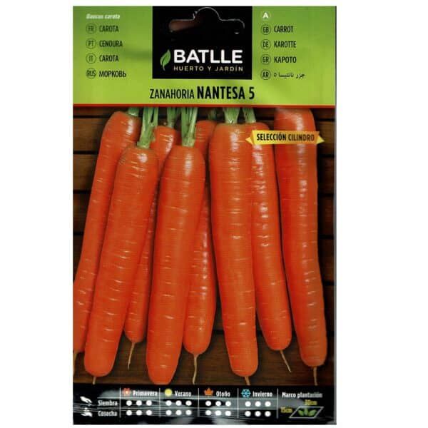 Zanahorias NANTESA 5 de huerto y jardín, variedad de semillas para cultivo en cada estación del año.