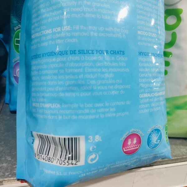 Absorbente para gatos con silice, 3.8 litros, higiénico y súper absorbente.