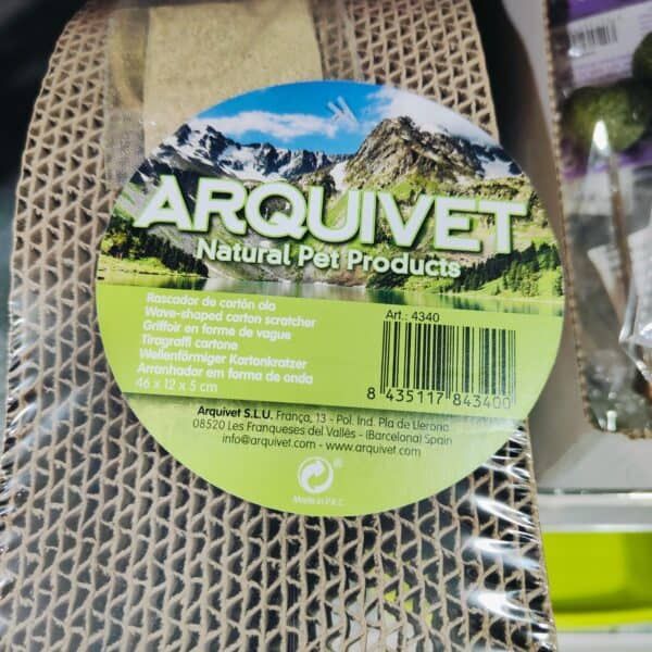 Rascador de cartón en forma de ola para mascotas, hecho de cartón ondulado, natural y ecológico.