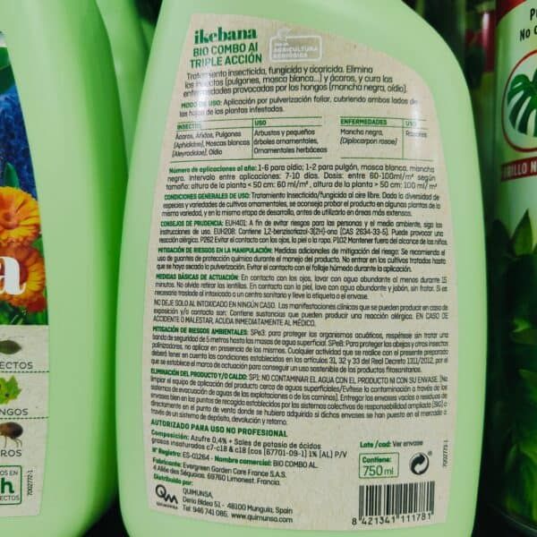 Combo bio insecticida y fungicida para plantas, elimina hongos y plagas, ideal para jardinería ecológica en Casa.