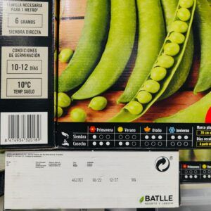 Cojín de semillas de guisante para plantas, ideal para cultivo en huertos y jardines.
