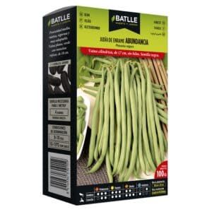 Judía de enrame de 17 cm sin hilos, semillas negras para huerto y jardín, pack de 100g.
