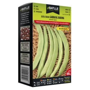 Casi listos para sembrar judías en jardín, semillas de judía en paquete de 100g.