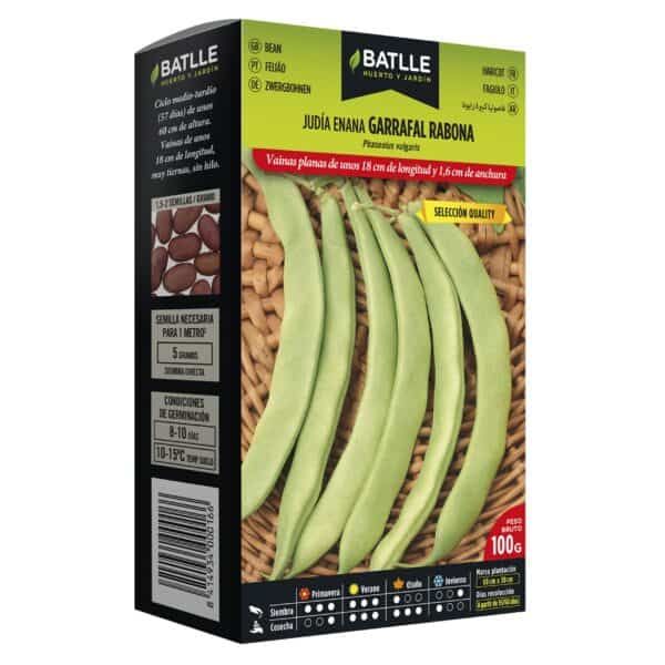 Casi listos para sembrar judías en jardín, semillas de judía en paquete de 100g.