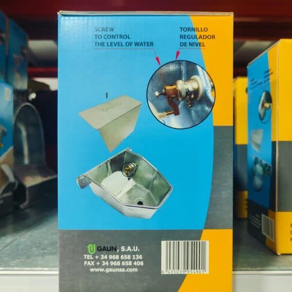 Sifón de control de nivel de agua para lavadoras, con tornillo regulador y tornillo de control.