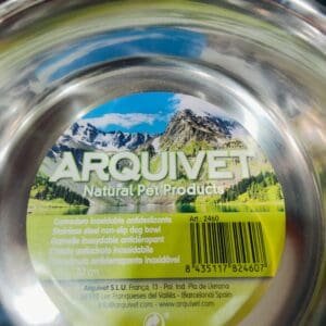 Recipiente de acero inoxidable antideslizante para mascotas, en formato de cuenco.