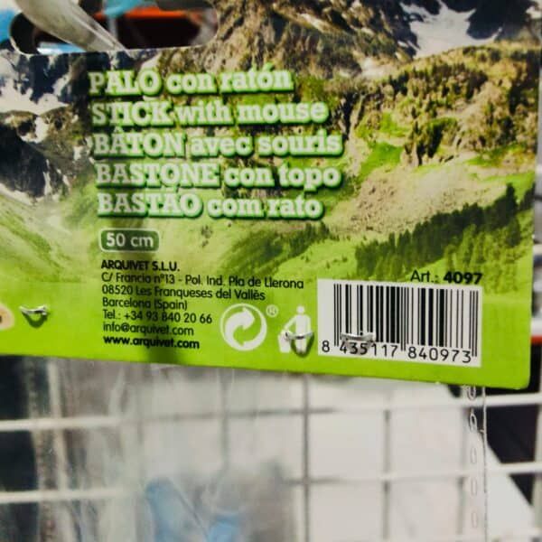 Palo con ratón de 50 cm, artículo decorativo para mascotas, ideal para felinos y animales pequeños, en tienda online TodoMASKOTAS.