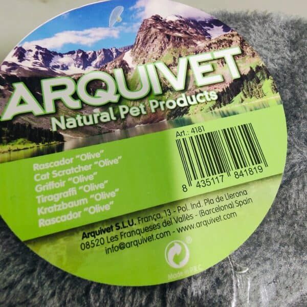 Arquévet producto para mascotas natural, rascador y juguete para gatos con ingredientes ecológicos.