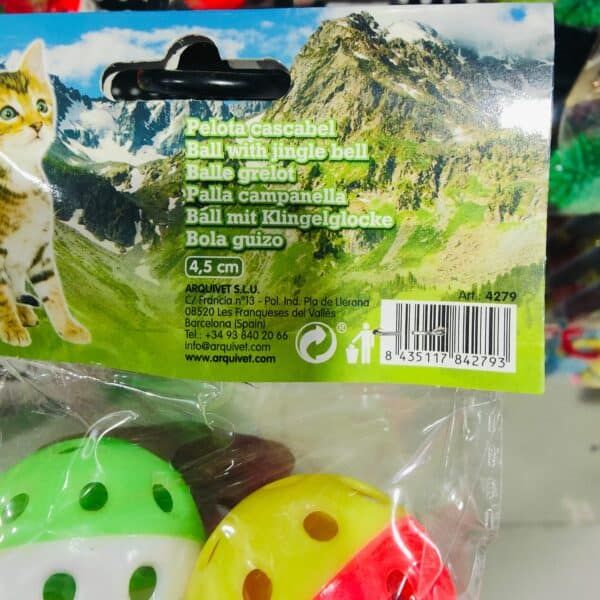 Pelota de juguete para gatos con cascabel y campanilla, 4,5 cm de tamaño.