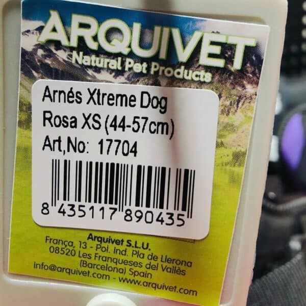 Arnés para perros grande Rosa XS, tamaño 44-57cm, productos naturales para mascotas.