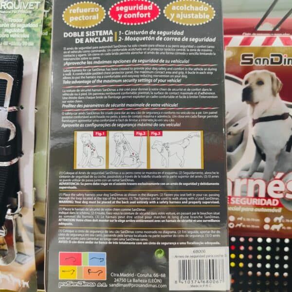 Arnés de seguridad para perro SanDimas con cinturón de seguridad, sistema doble de anclaje, adecuado para coche y paseos seguros.