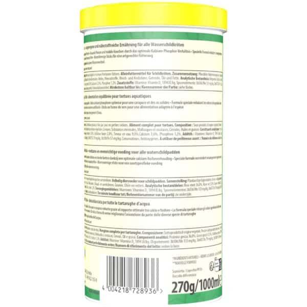 Alimento para tortugas acuáticas de alta calidad en botella de 270g.