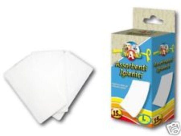 Papel adhesivo para etiquetas, 15 hojas, tamaño L, ideal para imprimir y pegar en diferentes superficies.
