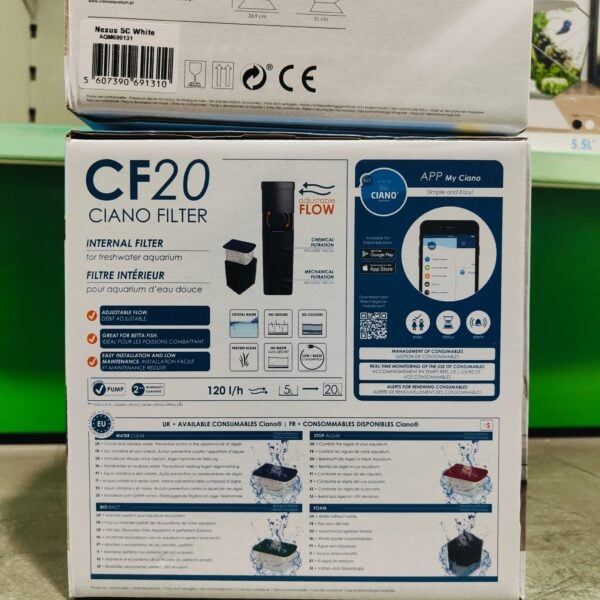 Filtro de agua CF20 Ciano, purificador para acuarios de agua dulce, fácil instalación, alta eficiencia.
