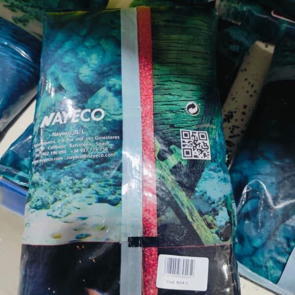 Nayeco S.L. packaging for trading and retail, colorful plastic bags with branding.