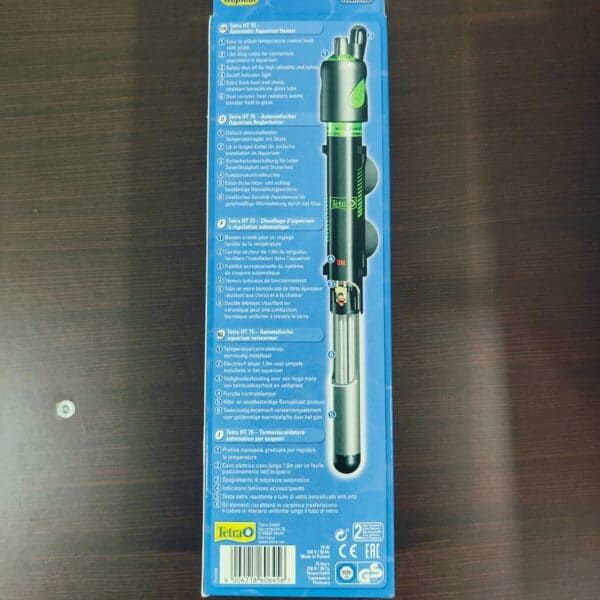 Tetra HT 75, calentador de acuario automático de alta eficiencia y fácil instalación.