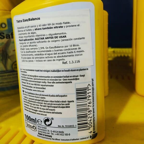 Limpiador para acuario, Tetra EasyBalance, 100ml, control de niveles de pH y fosfato.