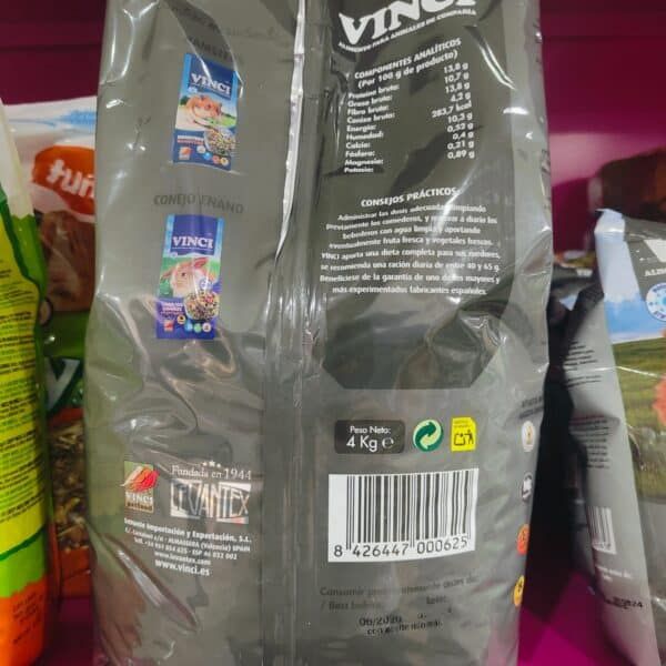 Granja de conejos vinci para alimentación animal, 4 kg, alimento completo para conejos.