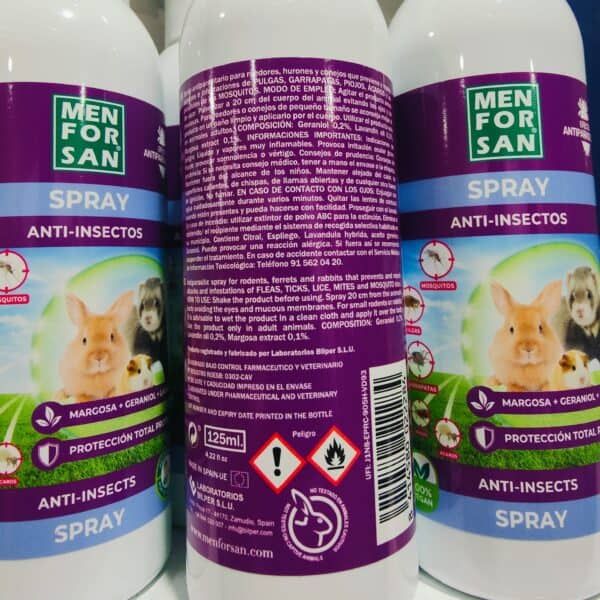 Spray anti-insectos para perros, gatos y roedores, protección total contra pulgas y garrapatas, 125ml.