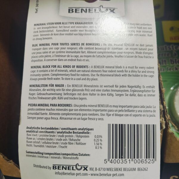 Mineral block para roedores, fortaleza y salud, con minerales esenciales, fácil de usar y mantener, ideal para cuidado de mascotas roedoras.