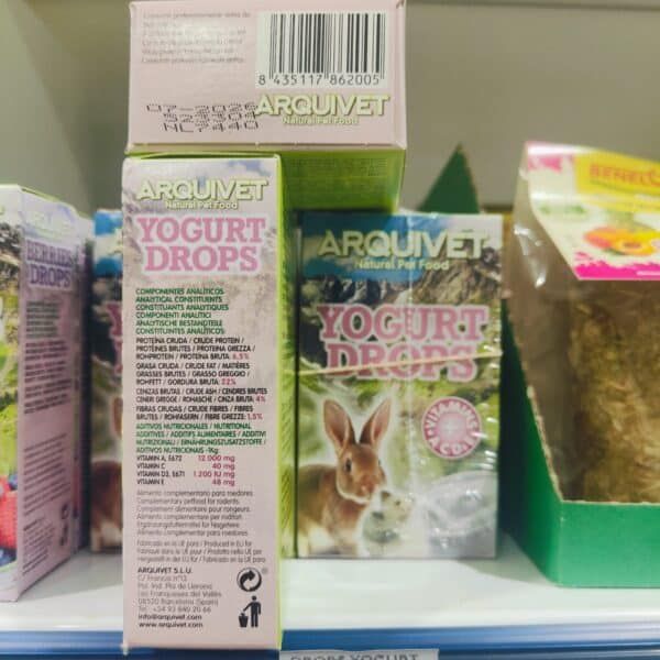 Yogurt Drops para mascotas, suplemento proteico y vitamínico natural para conejos y roedores.