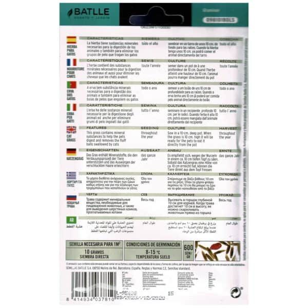 Semillas para gatos, semillas de interior, germinación rápida, cultivo durante todo el año, 600 semillas.