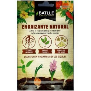 Enraizante natural para plantas, mejora raíces y crecimiento en huerto y jardín.