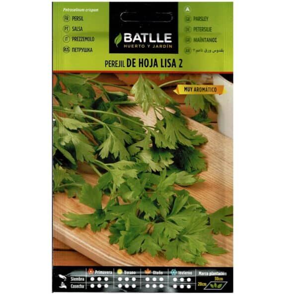 Persil para plantar, paquete de semillas de perejil de hoja lisa 2. Muy aromático para huerto y jardín.