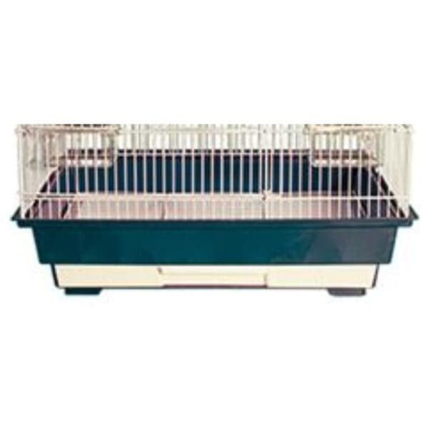 NUEVO - Jaula para roedores con barandillas blancas y base azul, ideal para mascotas pequeñas y hámsters.