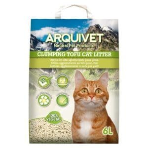 Arenas de tofu para gatos, absorbentes y ecológicas, ideal para higiene animal.
