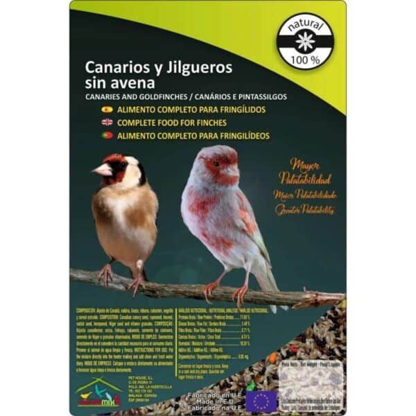 Canarios y Jilgueros sin avena, pienso natural para aves pequeñas, alimento completo para canarios y finches, comida saludable para pajaritos.