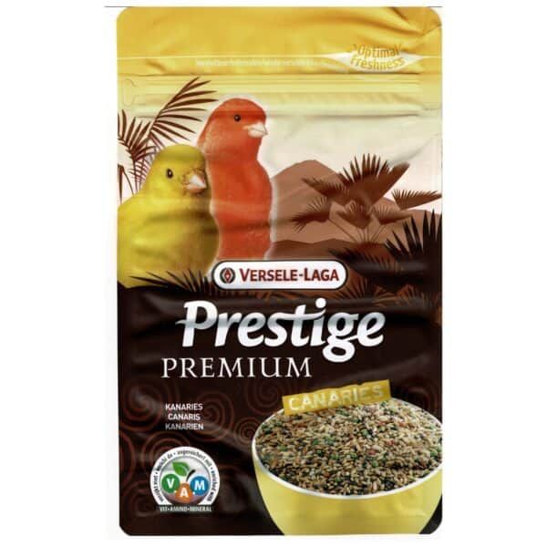 Alimento para canarios en bolsa de 500g con semillas premium Versele-Laga Prestige.