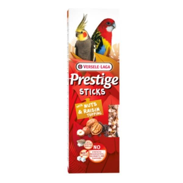 Sabores de palitos Prestige con nueces y pasas para mascotas.