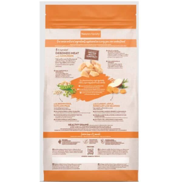 Pollo desmenuzado para perros en bolsa, ingredientes naturales y saludables para mascotas.