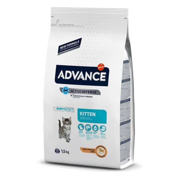Advance pienso para gatos gatitos de 1,5 kg, fórmula de alta proteína y protección inmunológica.