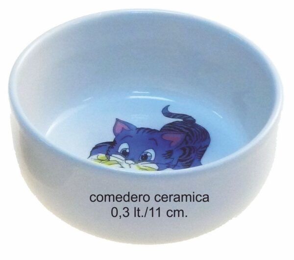 Gato de cerámica para mascotas, cuenco para comida o agua, ideal para gatos y pequeños animales.