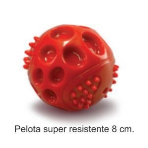Pelota resistente de 8 cm para mascotas, ideal para juegos y masticar.