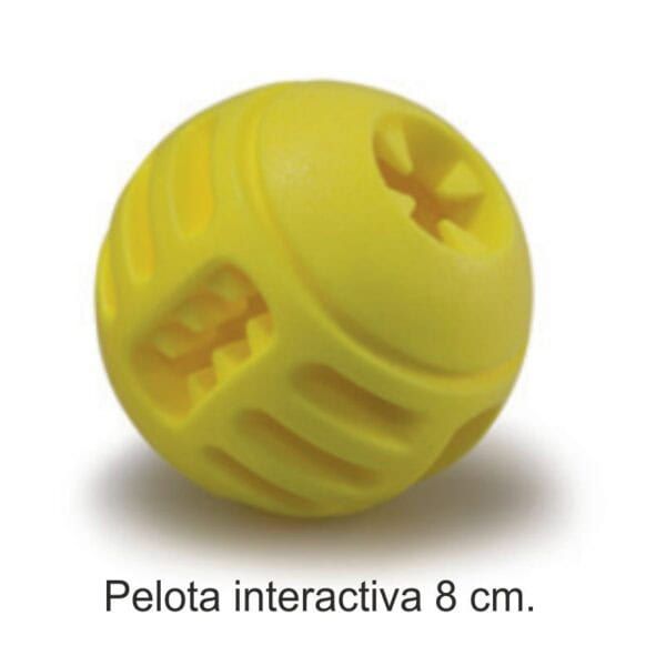 Color amarillo pelota interactiva de 8 cm para mascotas y niños.