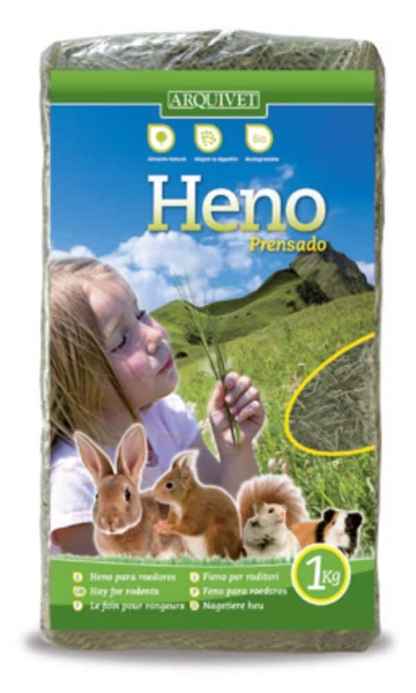 Heno prensado para animales de granja, caballos, ovejas y conejos, en bolsa de 1 kg.