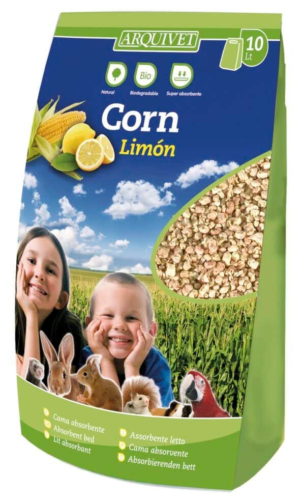 Corn limón bio para animales, biodegradable y natural, ideal como cama absorbente para mascotas.