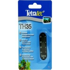 Termómetro de cristal líquido TetraTec TH35 para acuarios y piscinas, medición precisa de temperatura.