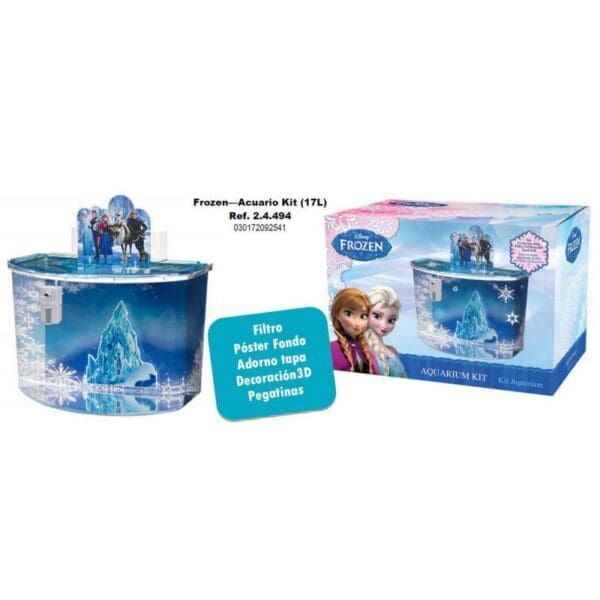 Kit acuario Frozen con decoración 3D, filtro, póster y pegatinas para niños. Perfecto para fanáticos de Frozen y amantes de acuarios infantiles.