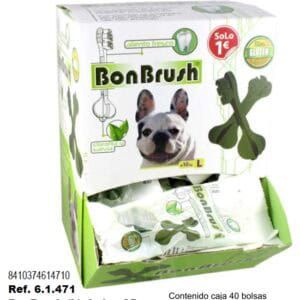 Cepillo dental para perros con sabor a menta y cáscara de mandarina, tamaño grande.