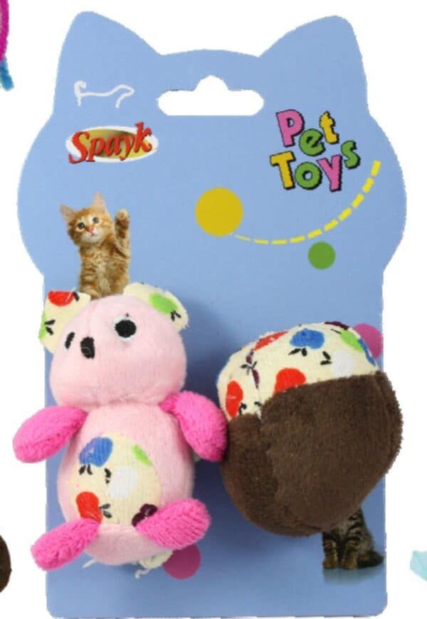 Peluches de animales de gato y perro con coloridos diseños infantiles y divertidos para mascotas y niños.