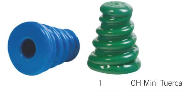 Colorido complemento de juego de tapones miniatura para juguetes y manualidades, en azul y verde.