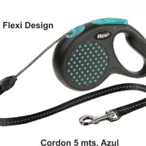 Cuerda de perro con cinturón ajustable y diseño flexible en color azul.