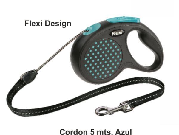 Cuerda de perro con cinturón ajustable y diseño flexible en color azul.