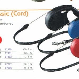 Cinta de perro retractil con cuerda y mango ergonómico, ideal para adiestramiento y paseos.