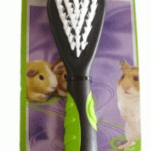 Cepillo para pequeños animales, ideal para conejos y cobayas, con mango ergonómico y cerdas suaves.